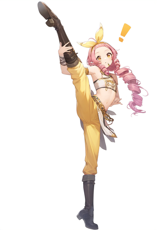 1girl, yellow eyes, long hair, split ponytail, ringlets, flat chest, forehead, h s-4098635250