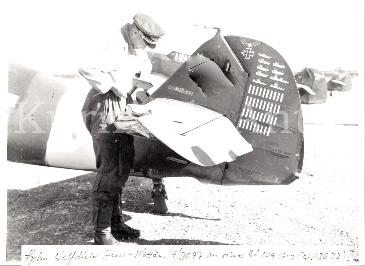 S348 Photo Wehrmacht Archive Repro Luftwaffe Aircraft Me109 Balance RKT Pilot JG77 (1)