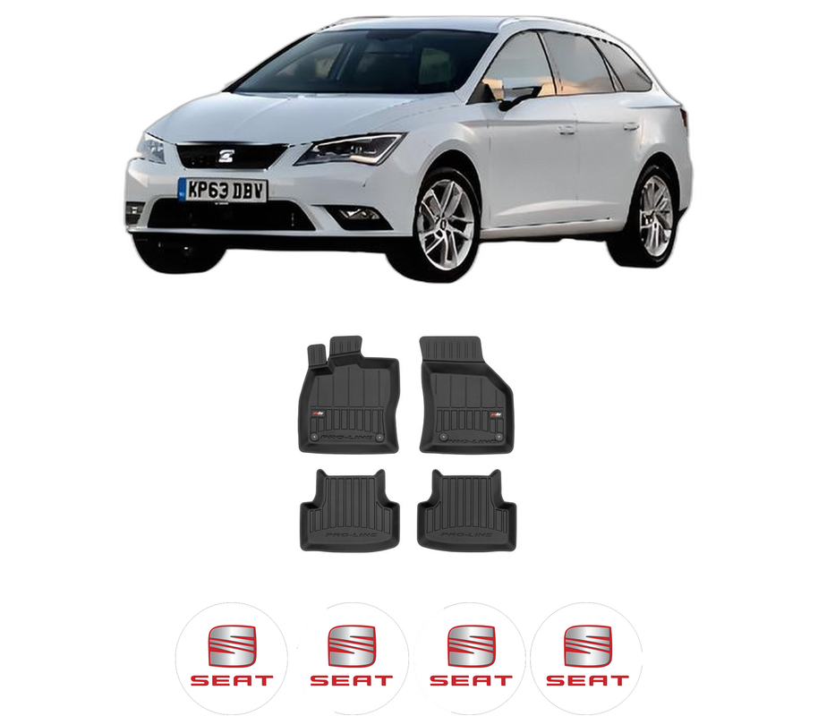 Set covorase presuri SEAT LEON ST Estate Van (5F8) din 2014-2020, auto, din cauciuc thermoplastic, 4 Stickere auto cu SEAT