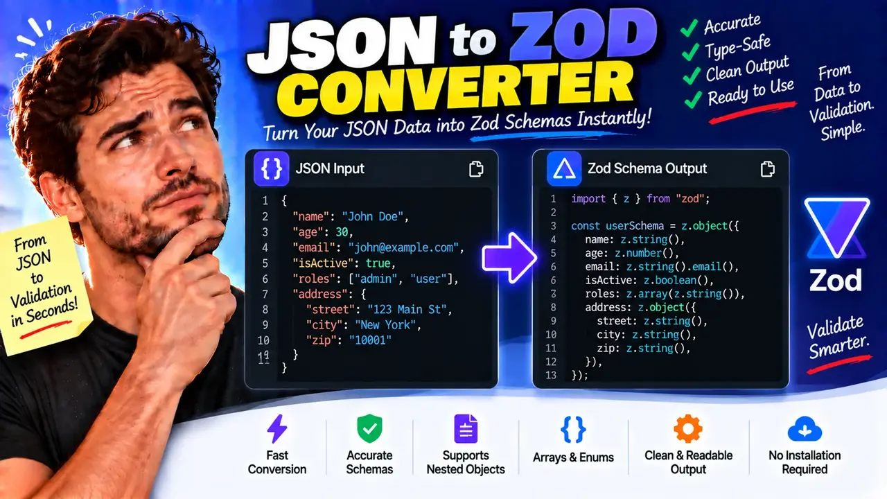 Convert Json To Zod Schema Online - Free Developer Tool