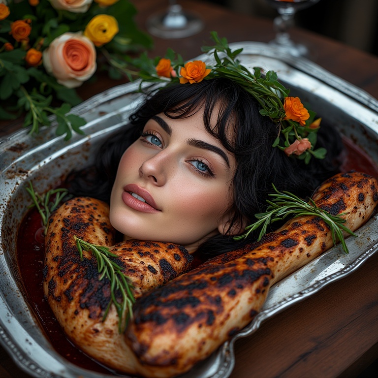 Garden wedding wom served Black hair head 0 03