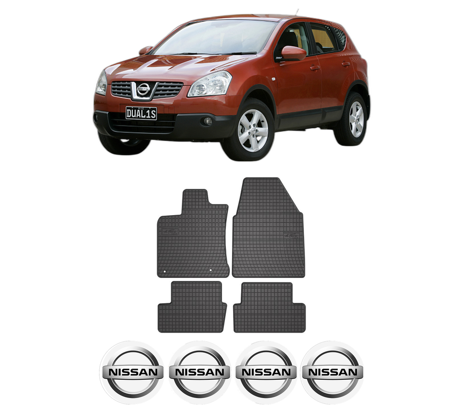 Set covorase presuri NISSAN QASHQAI I (J10, NJ10) din 2006-2014, auto, din cauciuc thermoplastic, 4 Stickere auto cu NISSAN