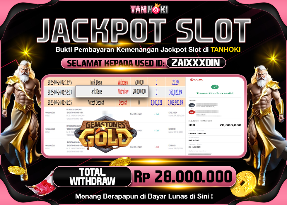 TANHOKI JACKPOT SLOT GEMSTONES GOLD Rp.28.000.000,- LUNAS