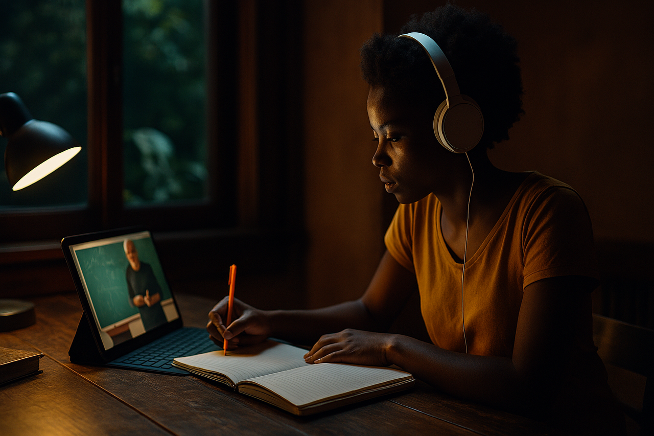 Créateur africain digital au travail avec artisanat