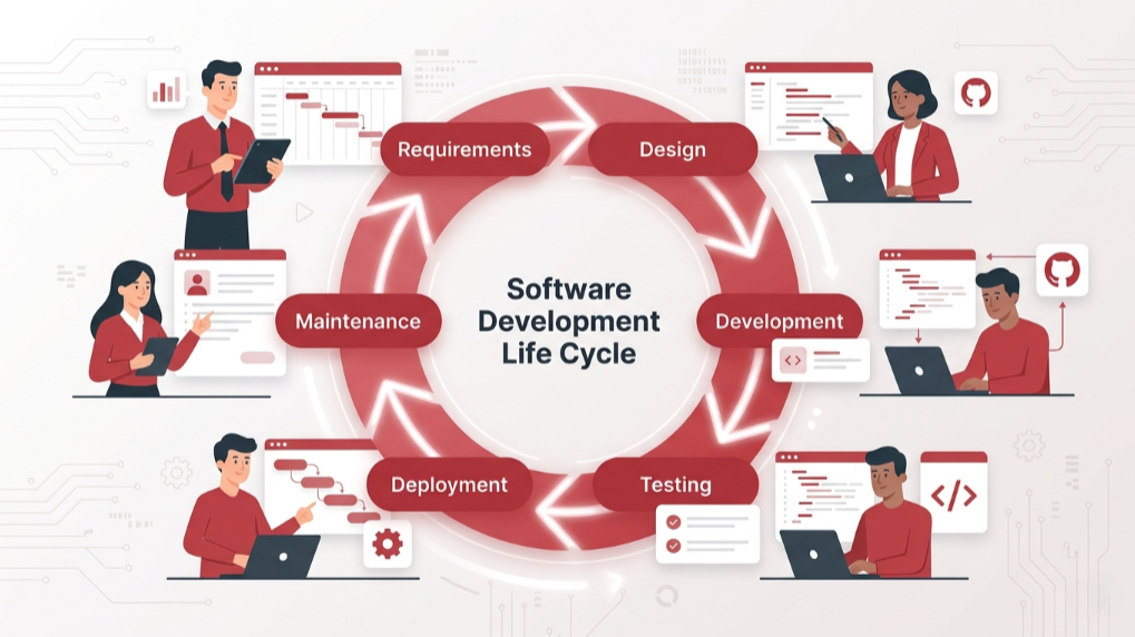 SDLC là quy trình phát triển phần mềm gồm các giai đoạn từ yêu cầu đến bảo trì; bài viết cũng so sánh SDLC với full-cycle software development.