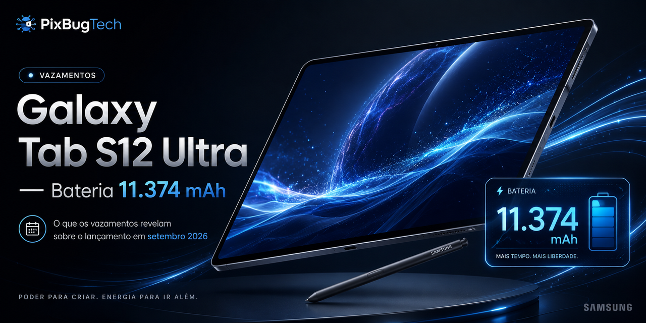 Tab S12 Ultra: Samsung Revela Vazamentos com Mesma Bateria de 11.374 mAh e Lançamento Previsto para Setembro