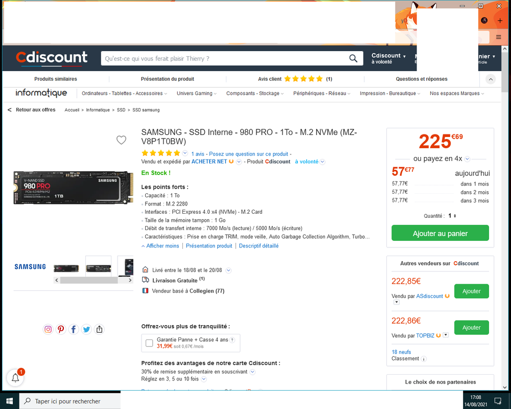 SSD CDISCOUNT 14 AOUT 2021