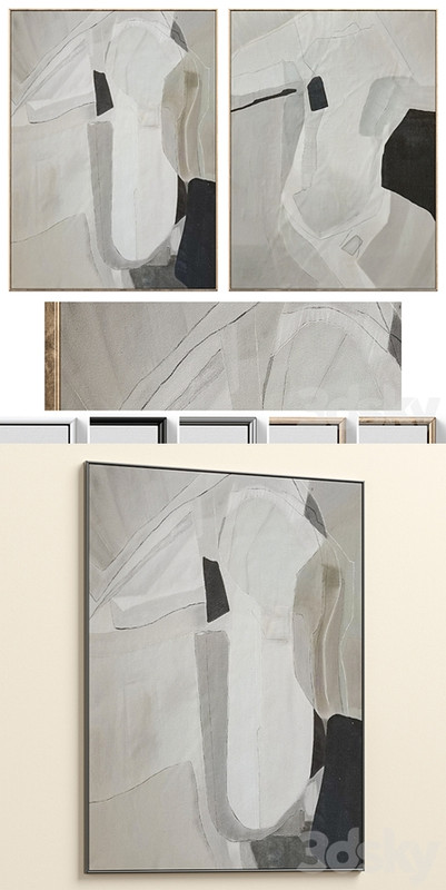 Large Mid-Century Abstract Neutral Wall Art C-864