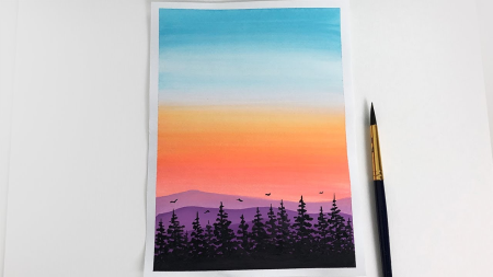Gouache for Beginners: Paint beautiful Sunset Landscapes