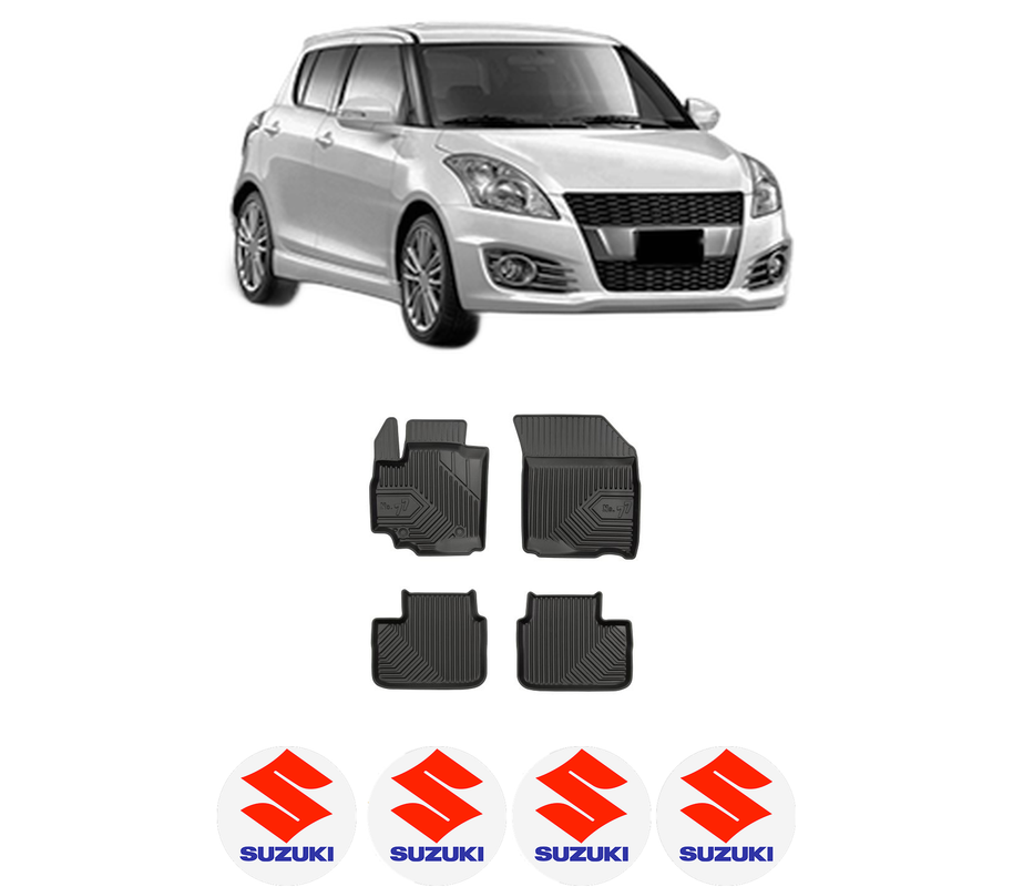 Set covorase presuri SUZUKI SWIFT IV (FZ, NZ) din 2010-2013, auto, din cauciuc thermoplastic, 4 Stickere auto cu SUZUKI