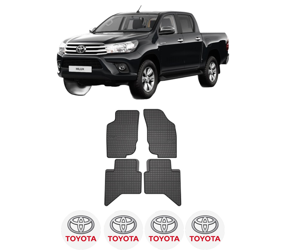 Set covorase presuri TOYOTA HILUX VIII Pickup (_N1_) din 2015-2020, auto, din cauciuc thermoplastic, 4 Stickere auto cu TOYOTA