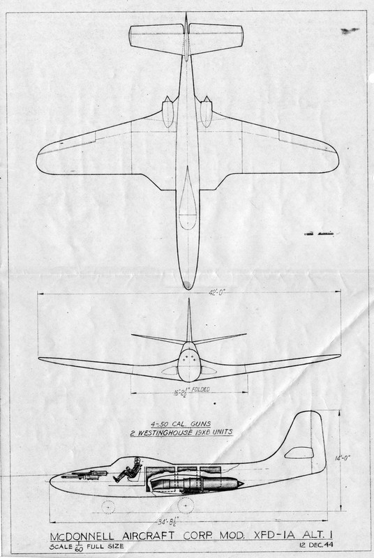 McDonnell Model XFD-1A Alt 1 Drawing (12 Decembe