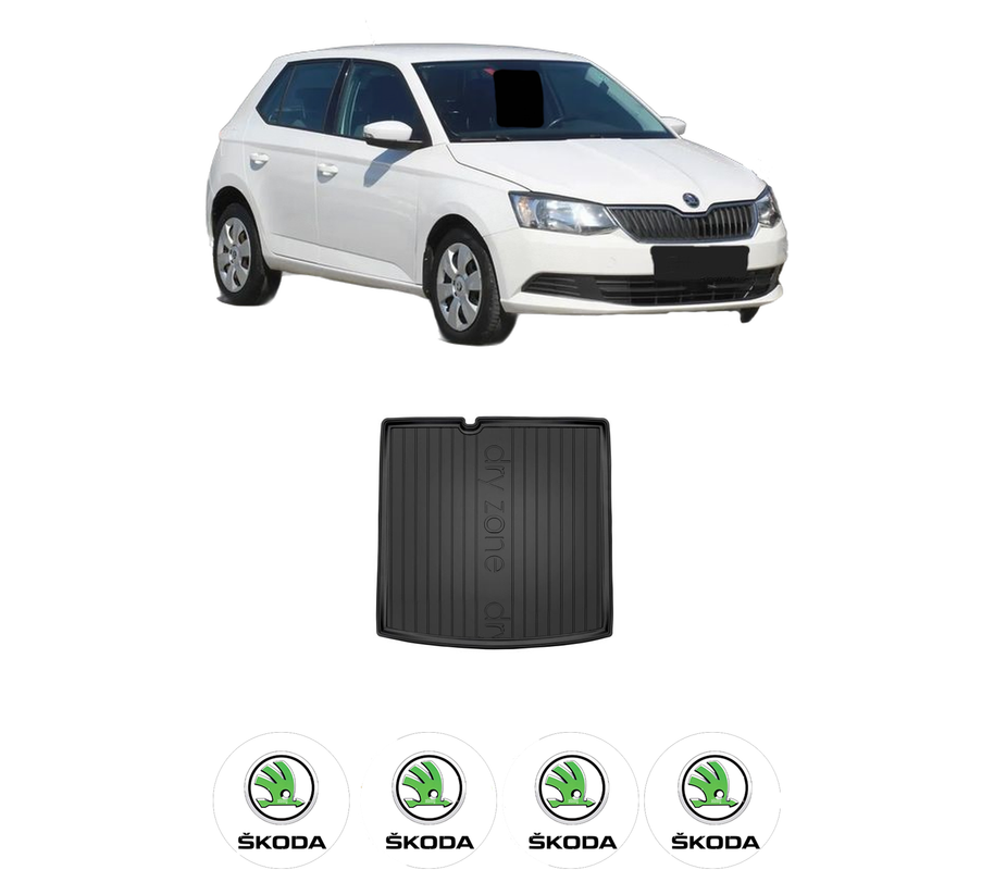 Tavita Portbagaj SKODA FABIA III Praktik (NJ5) din 2014-2022, Protectie Portbagaj Auto, 4x Stickere auto cu SKODA