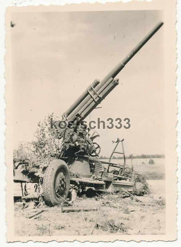 Foto russisches Flak Artillerie Geschütz an der Ostfront - Wehrmacht Beute 1941