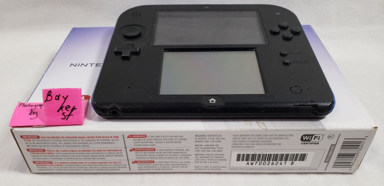 Nintendo 2DS Electric Blue Black with Box Games Charger 2D 3DS