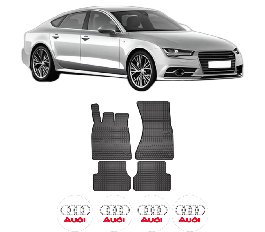 Set covorase presuri AUDI A7 Sportback (4GA, 4GF) din 2010-2018, auto, din cauciuc thermoplastic, 4 Stickere auto cu AUDI