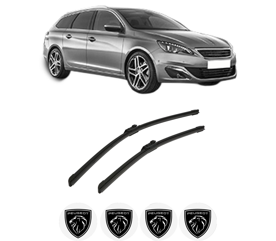 Set stergatoare auto PEUGEOT 308 SW II (LC_, LJ_, LR_, LX_, L4_) din 2014-2021, pentru parbriz auto, 2 bucati, Bosch Aerotwin, din cauciuc siliconat rezistent, 4 Stickere Auto PEUGEOT
