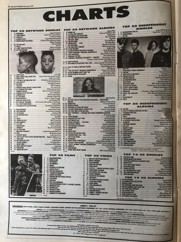 Melody Maker February 2 1991 charts p 2