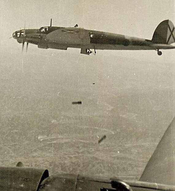 RARE! Luftwaffe LEGION CONDOR Heinkel He-111 Bombers Bombing Target (#1)!!!--