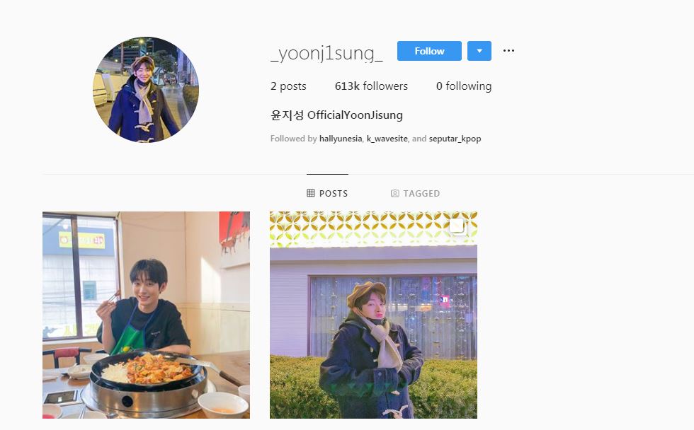 Akun Instagram Yoon Jisung
