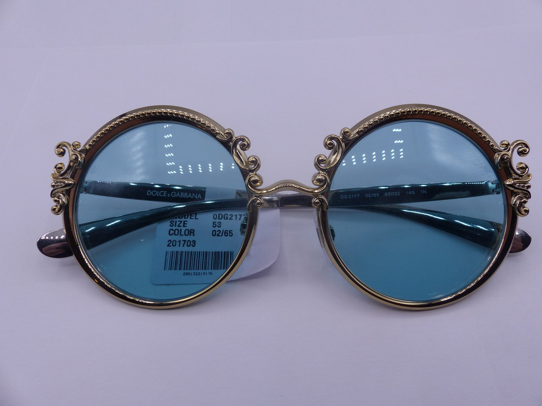 DOLCE & GABBANA DG2177 GOLD W/ BLUE LENSES WOMENS SUNGLASSES SIZE 53-22-145