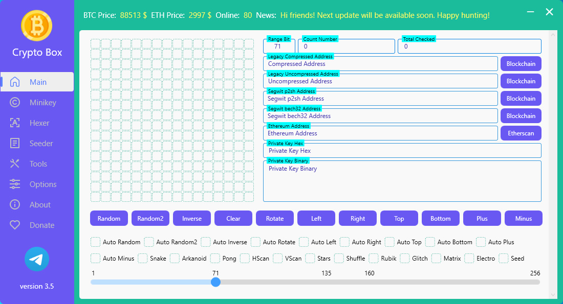 Box Visualizer Crypto Box - Private Key Visualizer » Crypto.ONI.SU - Lost Сoins Wallets