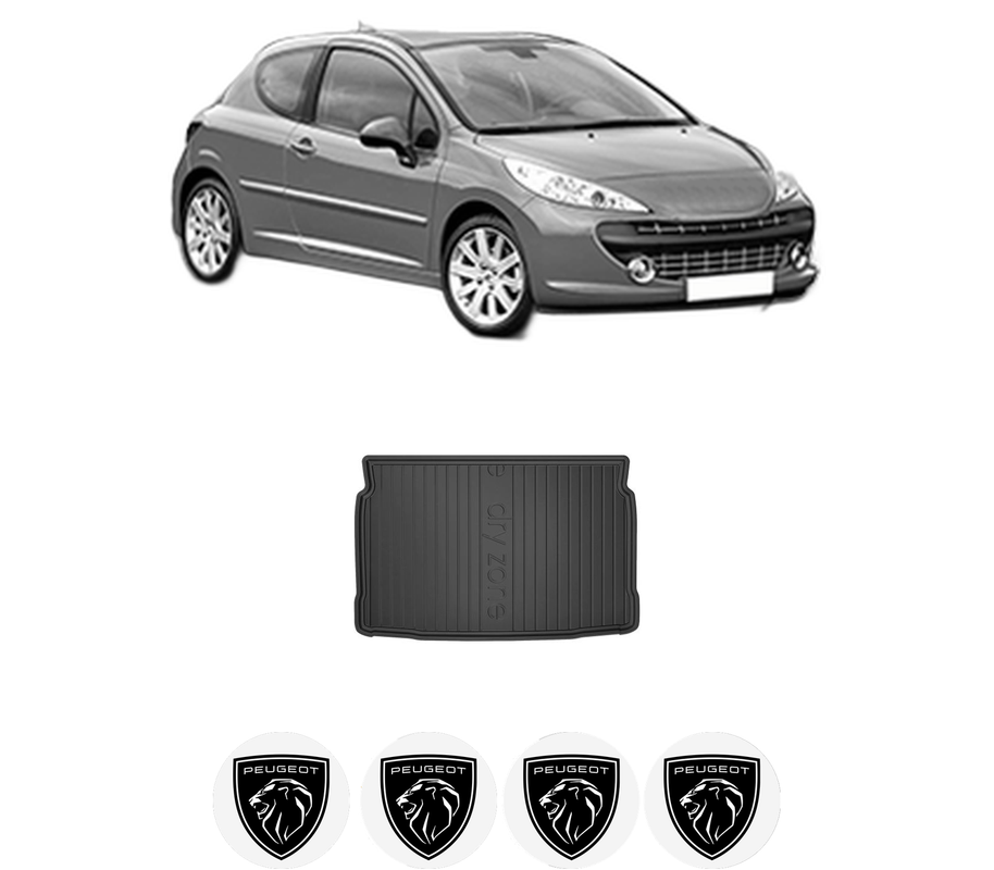Tavita Portbagaj PEUGEOT 207 (WA_, WC_) din 2006-2015, Protectie Portbagaj Auto, 4x Stickere auto cu PEUGEOT