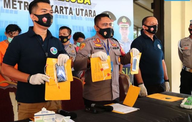 Jumpa pers terkait penangkapan eks drummer grup band BIP, Jaka Hidayat di Polres Jakarta Utara, Jumat (4/9/2020)