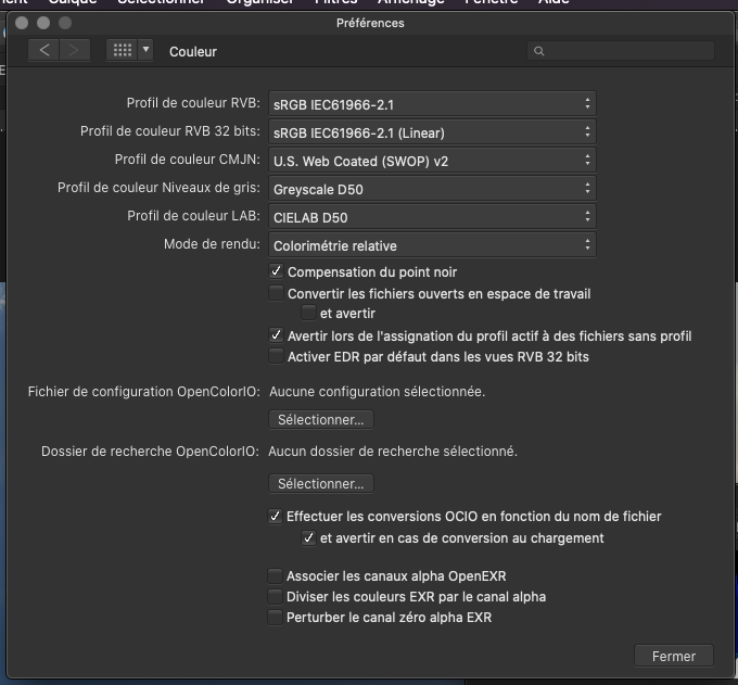 Préf. couleurs AffinPhoto