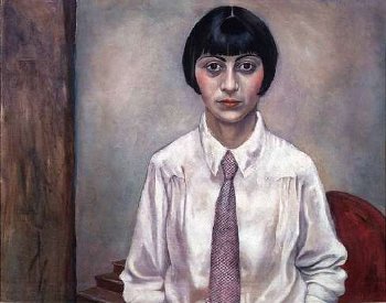 Rudolf Schlichter. Retrato de una mujer con corte de pelo masculino y corbata. 1923