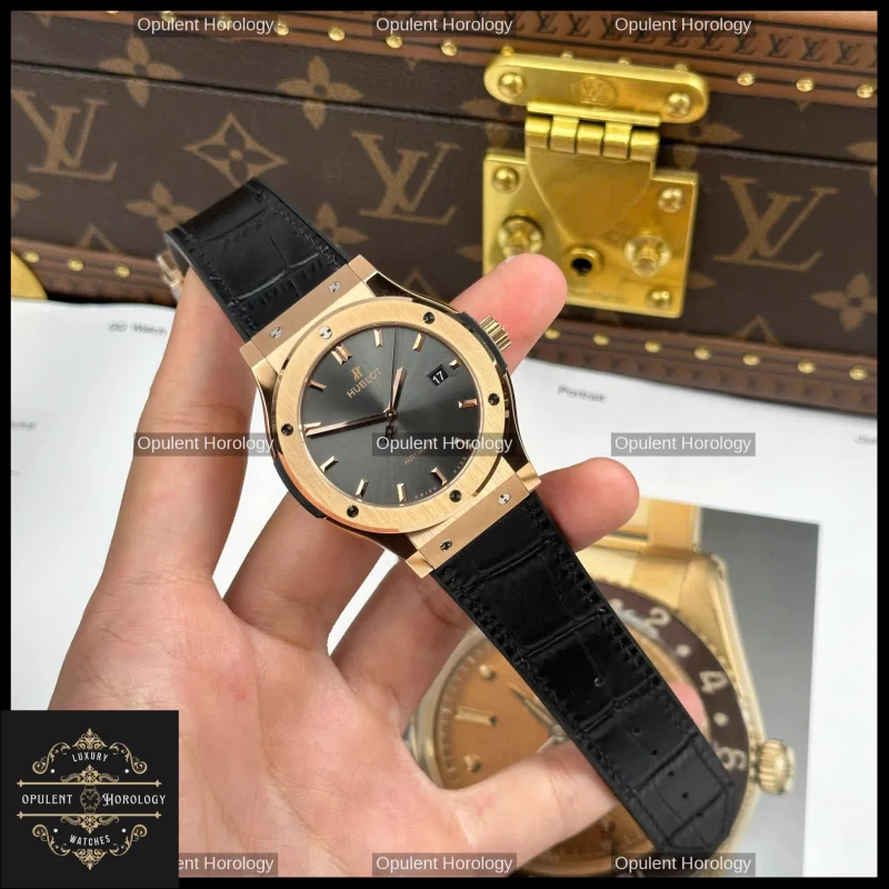 Hublot Classic Fusion King Gold Plated 42mm Gray Dial Swiss Automatic Movement