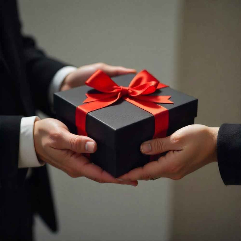 Boîte cadeau avec ruban