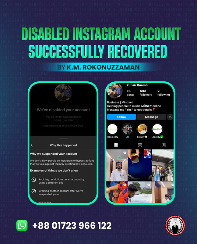 Disabled Instagram account successfully recovered