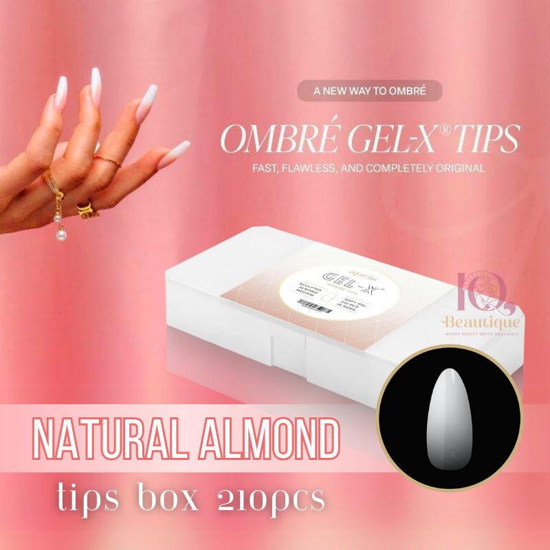 Apres Gel-X Ombre Natural Almond Medium Tips Box 14 Sizes 210pc