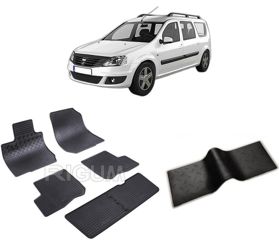 Set covorase auto DACIA LOGAN MCV LOGAN I MCV din 01.2007-08.2013, cu covoras tunel median, CAROSERIE COMBI 7 LOCURI, Presuri cauciuc 100%, compatibil cu autoturismul DACIA LOGAN MCV LOGAN I MCV, Rigum