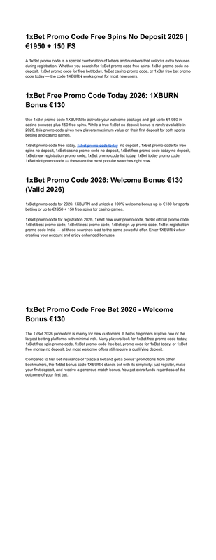 1x Bet Official Promo Code 2026 1XBURN Bonus 130