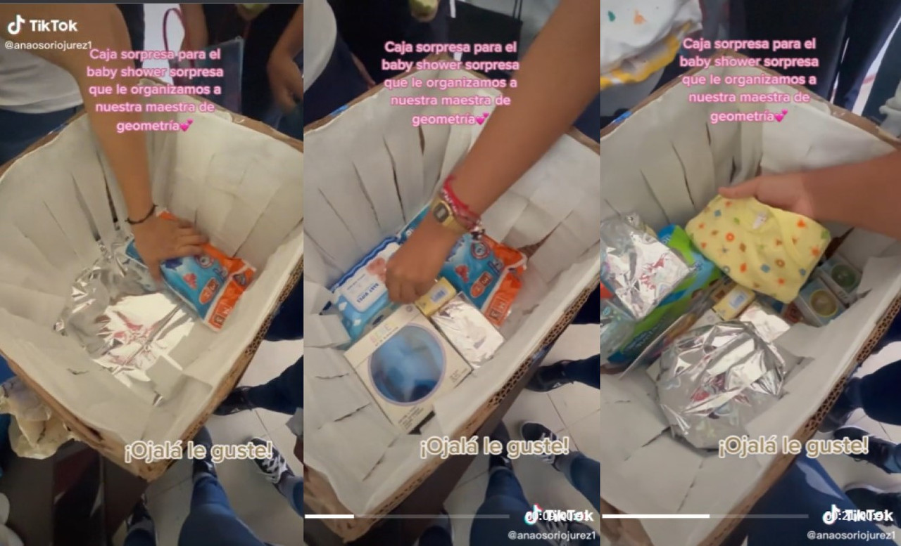 Alumnos sorprenden a su maestra con Baby Shower sorpresa