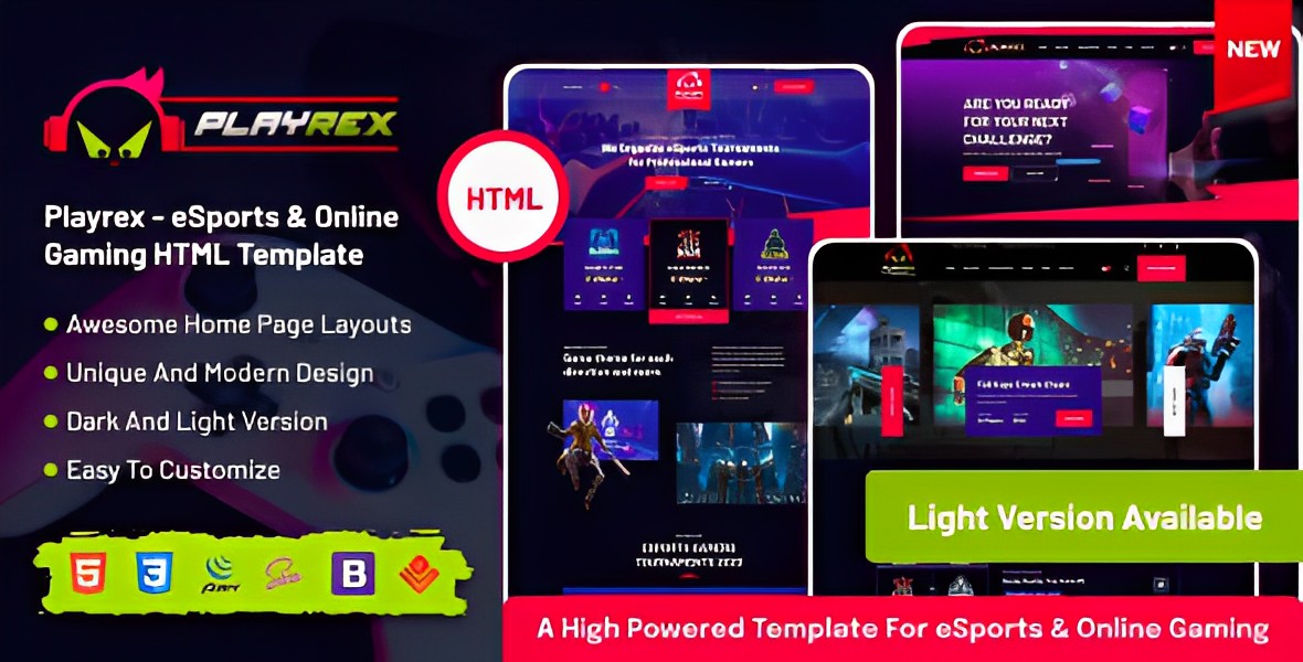 Playrex – eSports & Gaming Clan News HTML Template