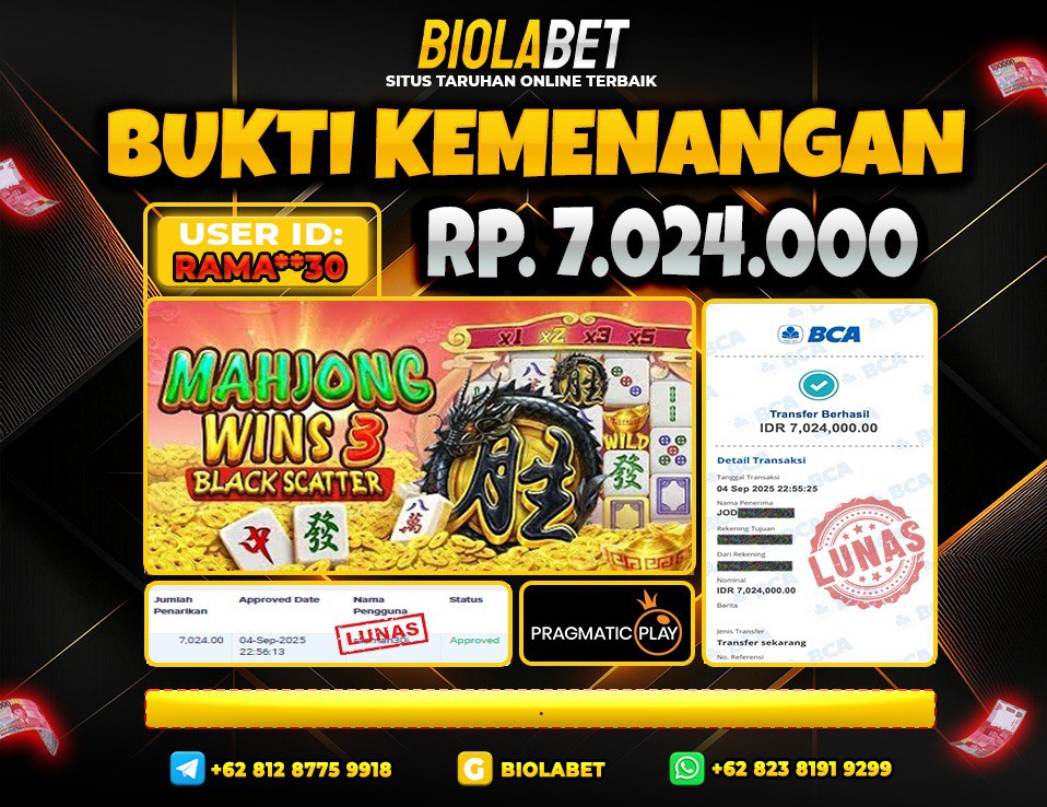 BIOLABET JACKPOT Pragmatic Play Rp.7.024.000.,- LUNAS