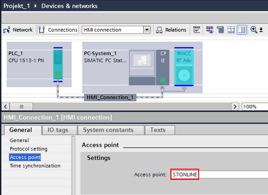 connection WinCC RT Advanced over Industrial Ethernet (PROFI connection WinCC RT Advanced over Industrial Ethernet (PROFI