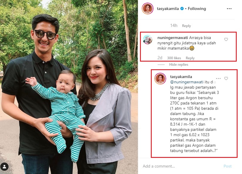 Tasya Kamila membalas komentar netizen yang menyinggung ekspresi anaknya