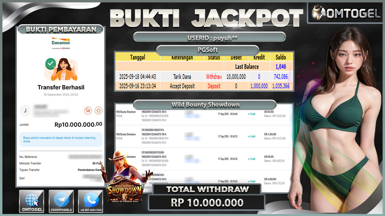 OMTOGEL JACKPOT PGSOFT WILD BOUNTY SHOWDOWN 10 JUTA DI BAYAR LUNAS ,-