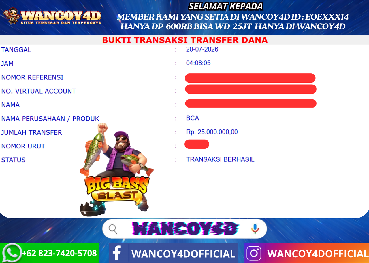 WANCOY4D BIG BASS BLAST  PRAGMATIC RP.25.000.000 -LUNAS