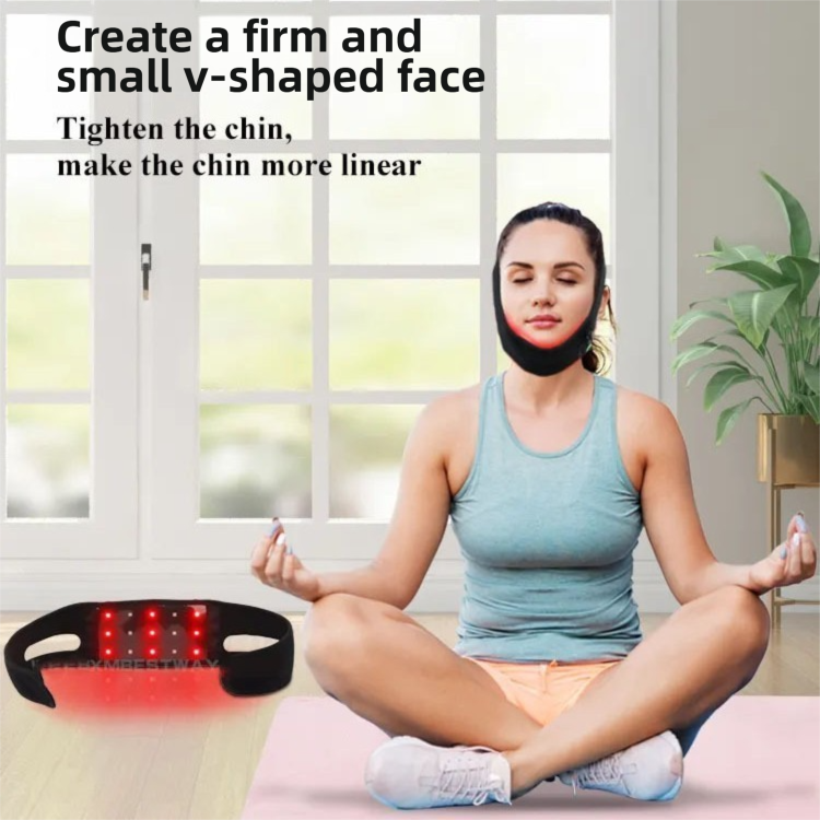 Breathable V-Line Chin Strap with 15 high-intensity Red-Light LEDs for Facial Firming & Skin Rejuvenation