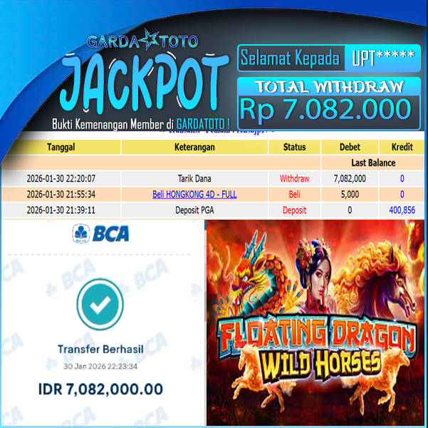 JACKPOT DI PERMAINAN SLOT Pragmatic Play Floating Dragon Wild Horses WD Rp 7.082.000,- DIBAYAR LUNAS GARDATOTO MANTAP!