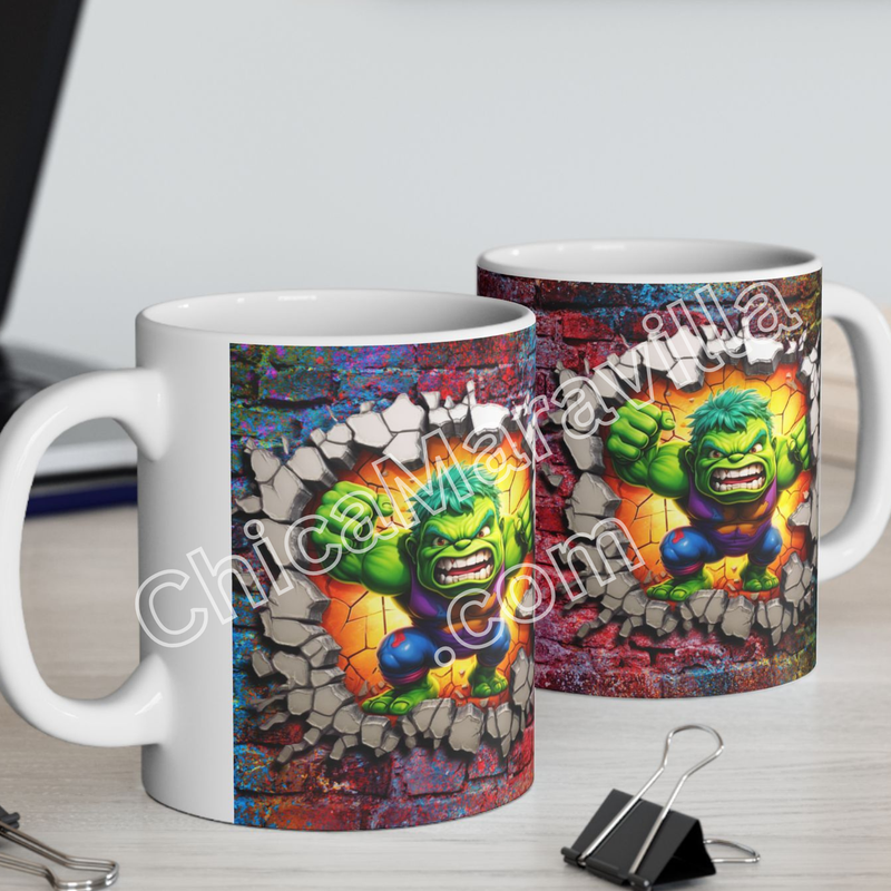 Personalized Green Heroe 11oz Ceramic Mug - Vibrant Graffiti Design