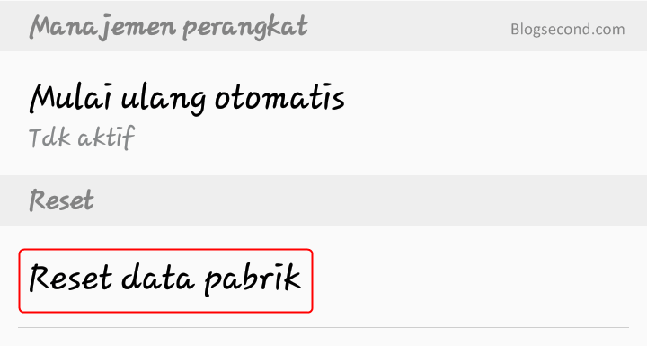 Reset Ponsel ke Pengaturan Pabrik