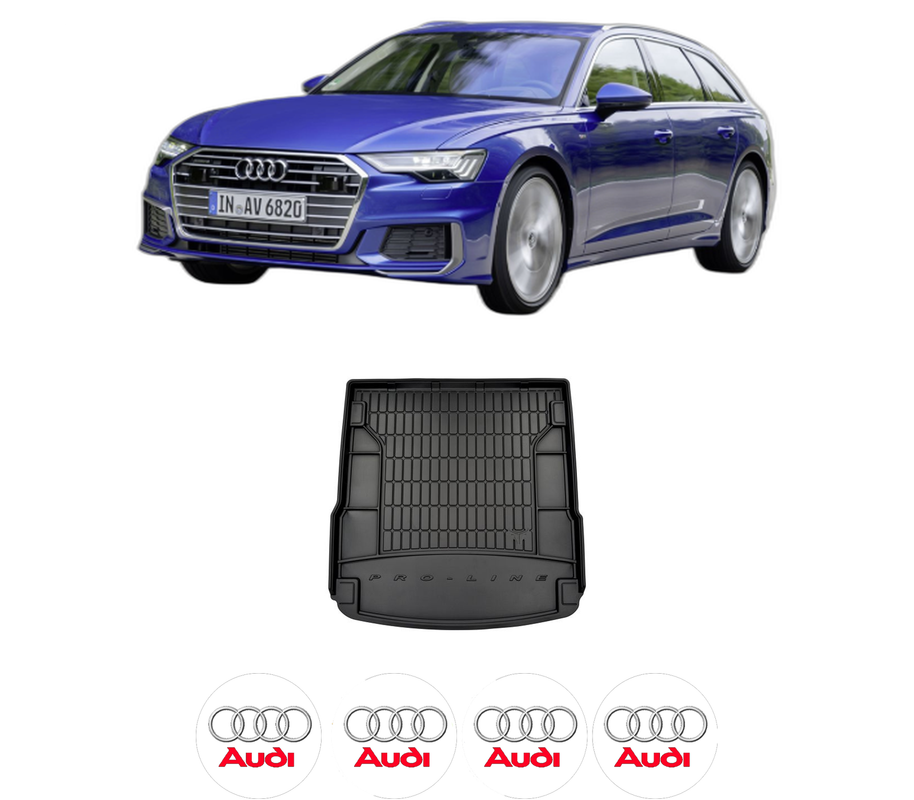 Tavita Portbagaj AUDI A6 C8 Avant (4A5) din 2018-2023, Protectie Portbagaj Auto, 4x Stickere auto cu AUDI