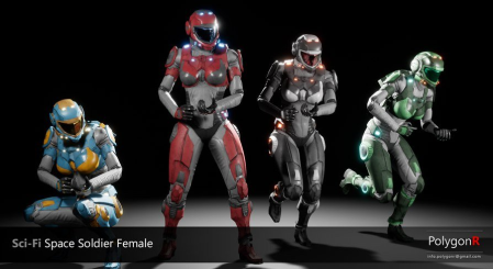 Unreal Engine Marketplace - Sci Fi Space Soldier Female (4.16 - 4.27)