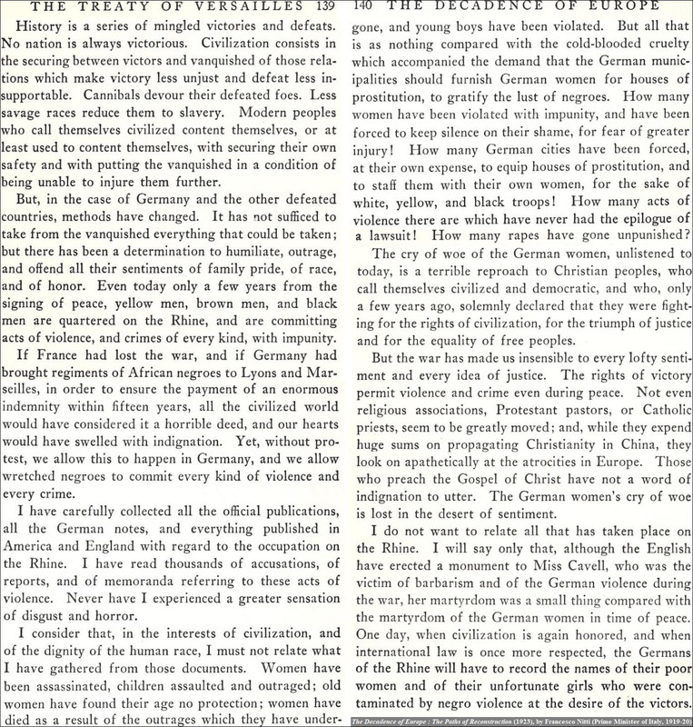 WW1 - The Decadence of Europe - 1923 - Nitti - Black Horror on the Rhine - occupation of Germany - n